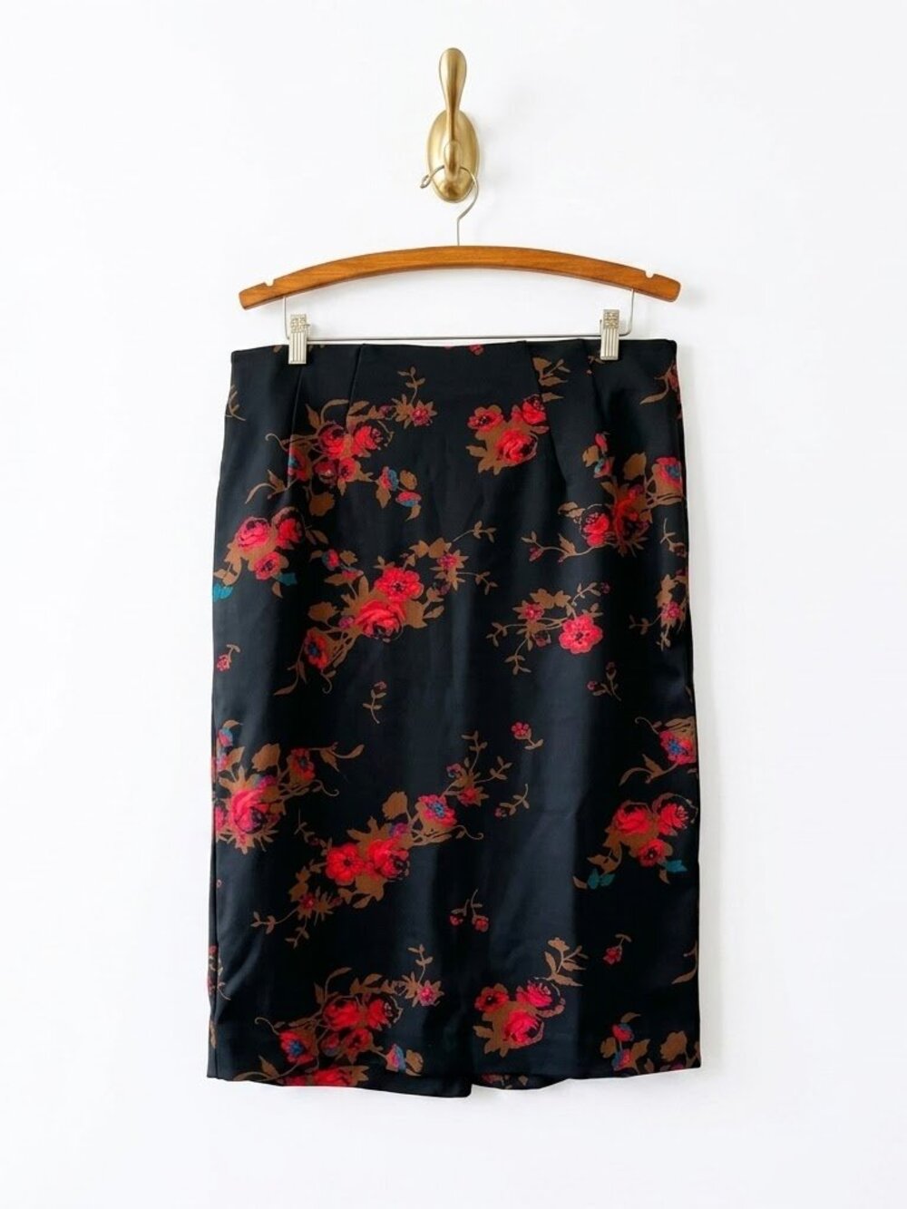 Lane Bryant Floral Midi Skirt Size 14 Scuba Pencil Elastic Waist Stretchy